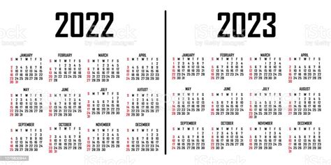 Ilustración De Calendario 20222023 La Semana Comienza El Domingo