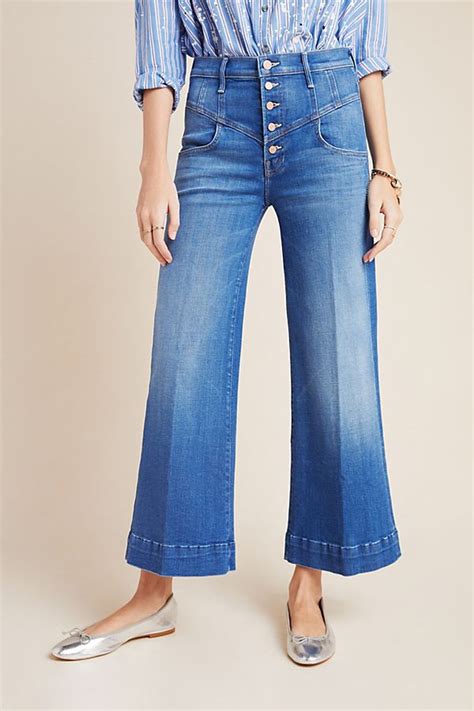 Mother The Swooner Ultra High Rise Cropped Wide Leg Jeans In 2020