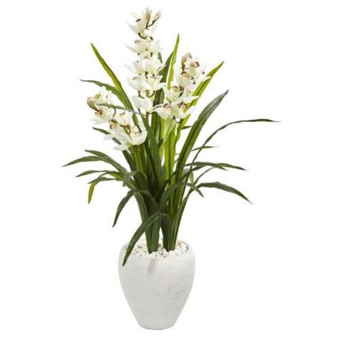Nearly Natural 9444 4 In Cymbidium Orchid Artificial Plant In White Planter 1 Fred Meyer