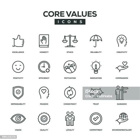 Core Values Line Icon Set Stock Illustration Download Image Now Istock