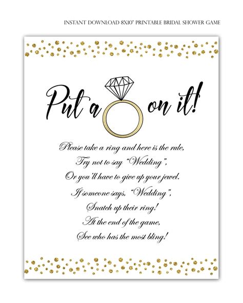 Put A Ring On It Bridal Shower Game Free Printable Prntbl