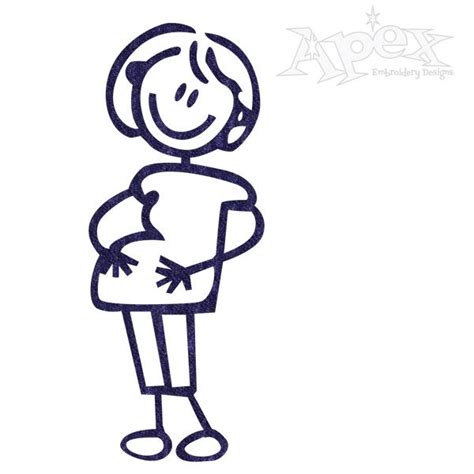 Mother Expecting Baby Stick Figure Embroidery Design Apex Embroidery
