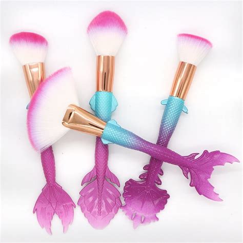 4pcs mermaid makeup brushes set soft silicone handle cosmetic foundation powder make up brushes