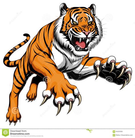 Leaping Tiger Stock Vector Illustration Of Wild Mascot