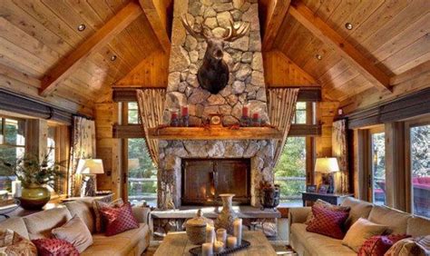 Rustic Country Cabins Stone Fireplace Jhmrad 156057