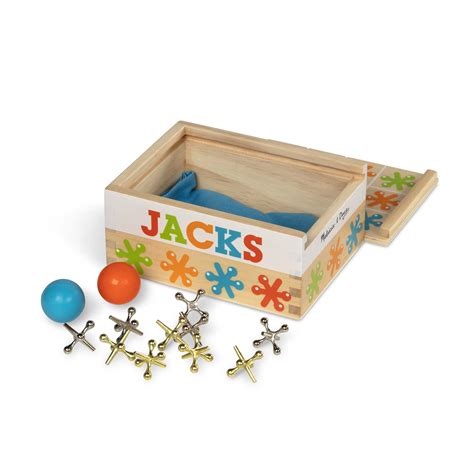 Melissa And Doug Jacks Game With 10 Playing Pieces And 2 Balls In Wooden