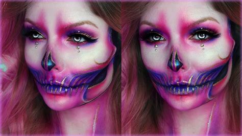 Pink Glam Skull Makeup Tutorial Halloween Makeup Easy
