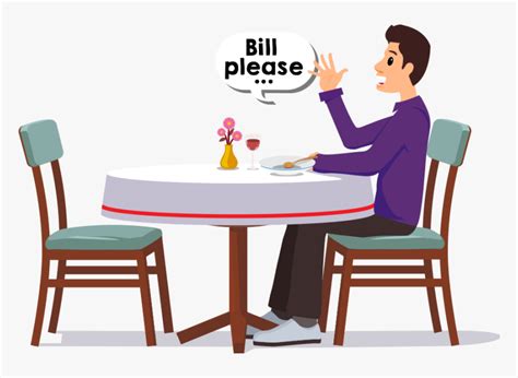customer finish eating and call for a bill waiter and customer clipart hd png download