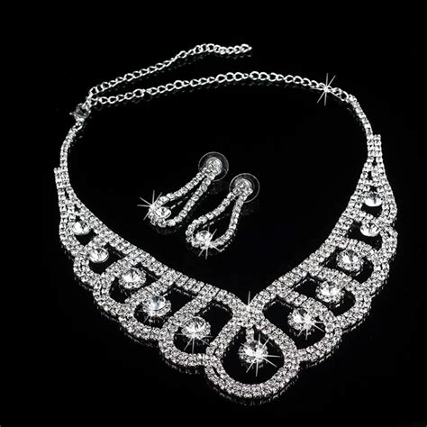 Styles Luxury Wedding Bridal Crystal Rhinestone Necklace Earring