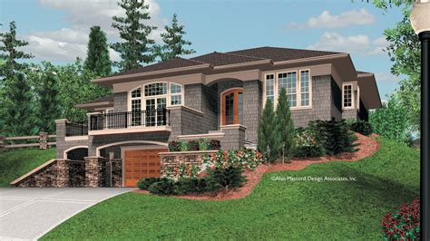 Basement Garage With Balcony Above Garage House Plans Sloping Lot