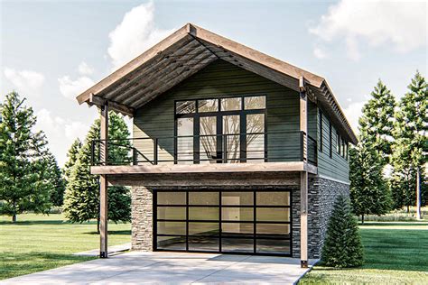 2 Bed Modern Rustic Garage Apartment With Vaulted Interior 62847dj
