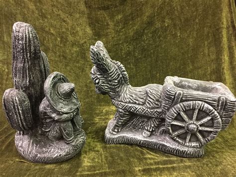 Concrete donkey planter w/cactus man | Statuary, Concrete, Planters
