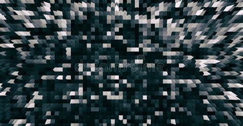Horizontal Wide Black And White 3d Cubes And Spikes Abstraction Stock