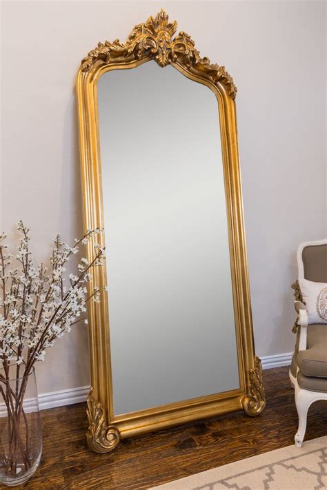 Antique Gold Leaner Mirror Vintage Style Mirror Floor Length Mirror