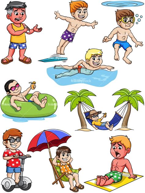 Men On Summer Vacation Clipart Vector Cartoons Friendlystock