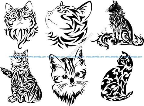 Tribal Cat Tattoo Vector Art Download Vector