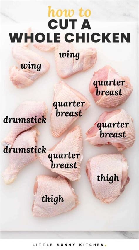 How To Cut A Whole Chicken Tutorial 10 Pieces Little Sunny Kitchen