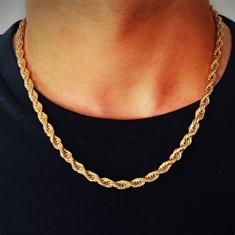 Mens Gold Chain Necklace Rope 6mm Width Unisex Alfred And Co