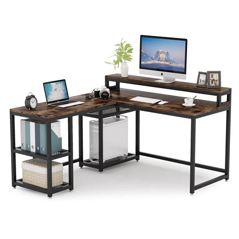 Buy Tribesigns Reversible L Shaped Desk With Monitor Stand 59x55 Inch