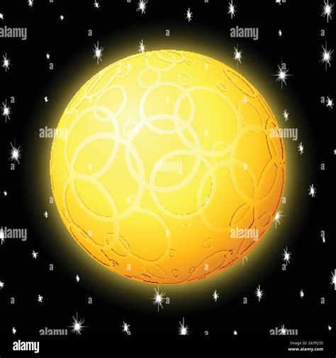 Planet In Space With Stars Shiny Cartoon Or Game Style Stock Vector