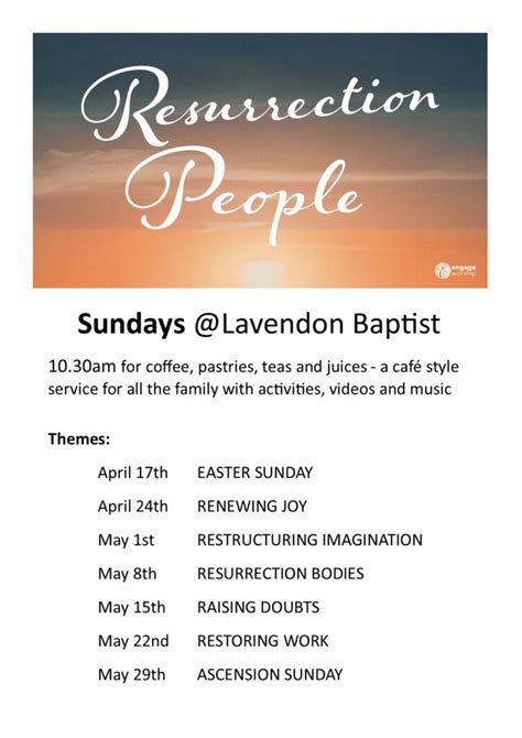 Resurrection People A New Sunday Series Starting At Easter Lavendon