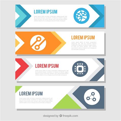 Free Vector Pack Of Flat Infographic Banners With Colored Shapes