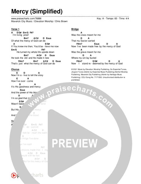Mercy Simplified Chords Pdf Maverick City Music Elevation Worship Chris Brown Praisecharts
