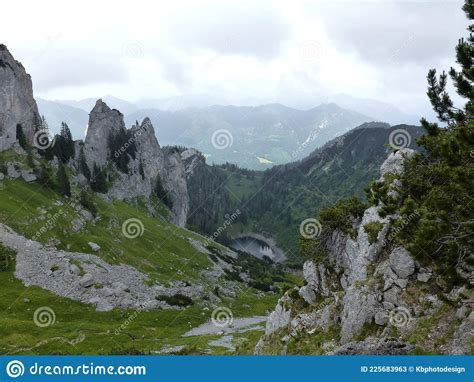 Hiking Tour To Risserkogel Mountain Mangfall Bavaria Germany Stock