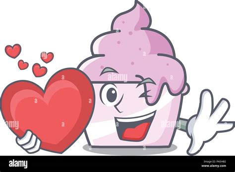 With Heart Ice Cream Paper Cup Mascot Cartoon Vector Illustration Stock