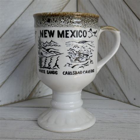 Vintage New Mexico Travel Souvenir Ceramic Pedestal Mug Etsy