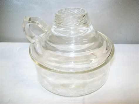 VINTAGE CLEAR GLASS Oil Lamp Base With Finger Loop BASE ONLY 11 29