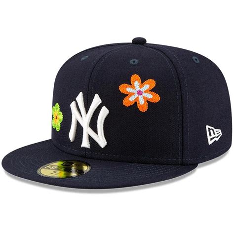 new era new york yankees chain stitch floral navy 59fifty fitted hat