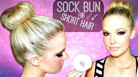 Sock Bun For Short To Medium Hair Tutorial Youtube