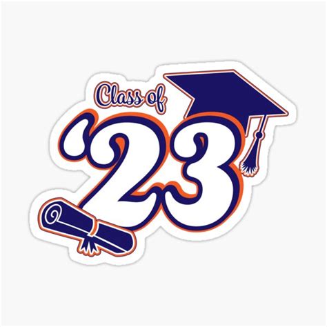 Class Of 2023 Graduation Design Orange And Blue Sticker For Sale By