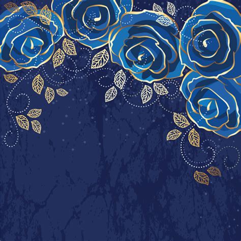 Beautiful Blue Rose Vintage Background Vector 01 Vector