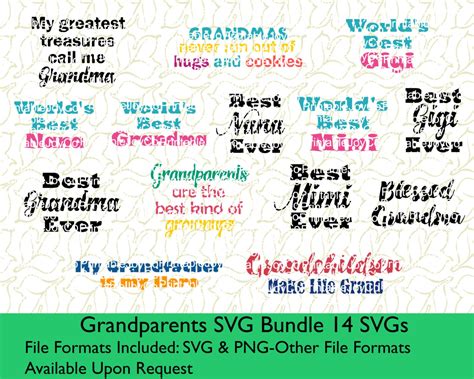 Grandparents Svg Bundle Svg And Png Files For Cutting Machines Etsy