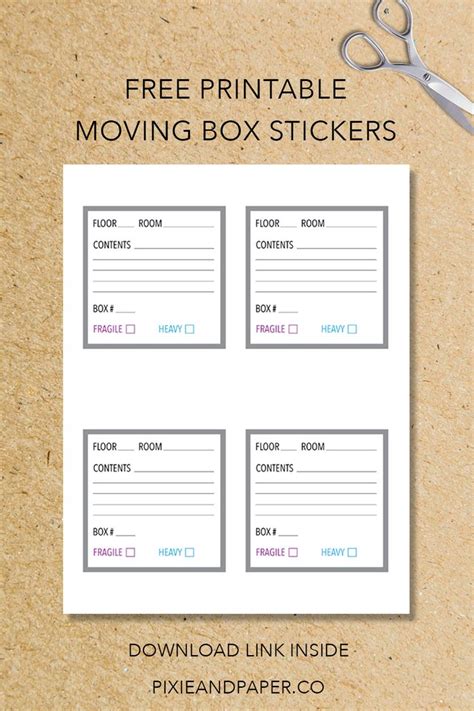 Free Printable Moving Box Stickers Free Printables Moving Boxes