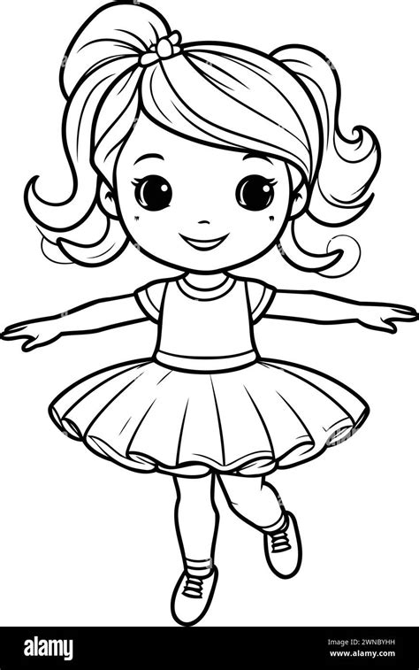 Coloring Page Outline Of A Cute Little Ballerina Stock Vector Image