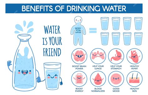 Premium Vector Benefits Of Drinking Water Daily Hydration Norm For Human Body Medical Poster