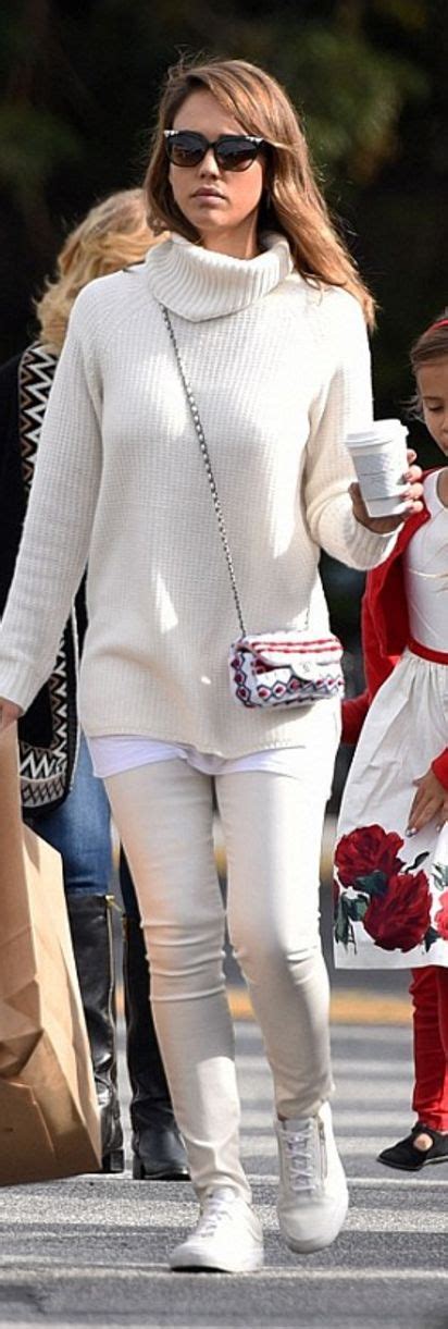 Who Made Jessica Albas Red Print Handbag Sneakers And White