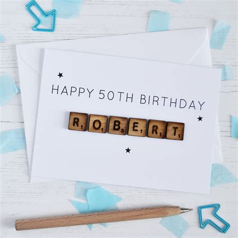 Personalised Birthday Age Wooden Tiles Card Altered Chic