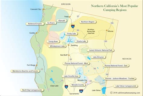 Map Of Camping Regions Of Northern California Northern California