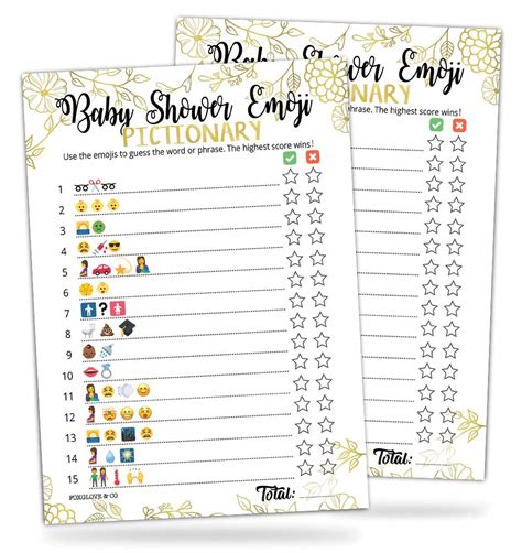Buy 30 Gold Emoji Pictionary Baby Shower Games Cute Fun Baby Shower