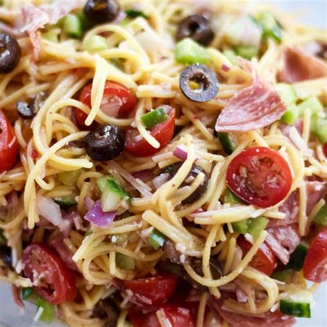 It also makes a fabulous side dish. Summer Italian Spaghetti Salad Recipe - Reluctant Entertainer
