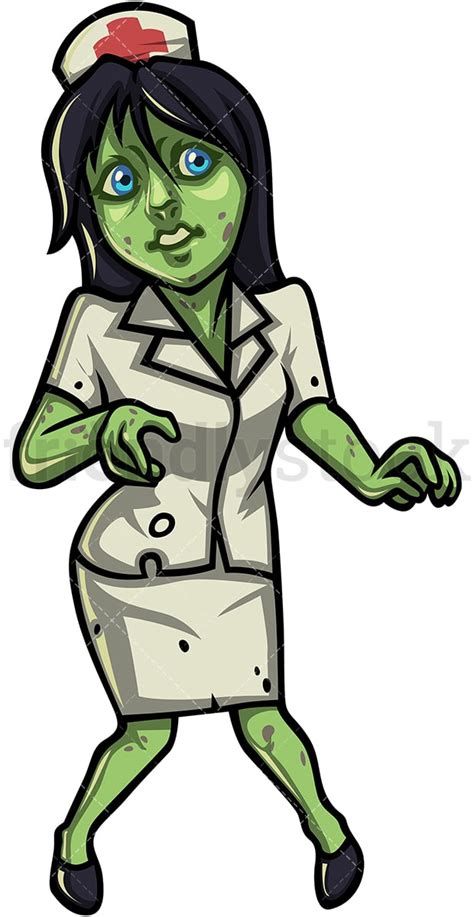 Female Nurse Zombie Cartoon Clipart Vector Friendlystock