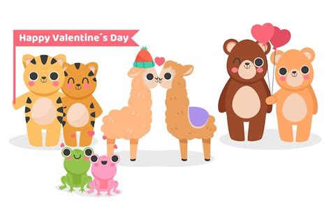 Free Vector Cute Valentines Day Animal Couple
