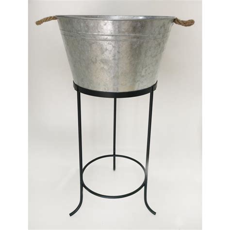 Hampton Bay H32 In Galvanized Metal Ice Bucket With Stand Hd19133l