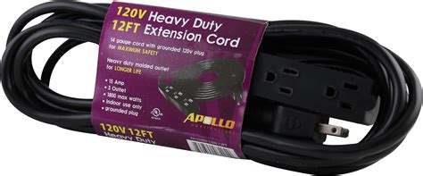 Apollo Horticulture 14 Gauge 120v Heavy Duty 12ft Extension Cord With 3