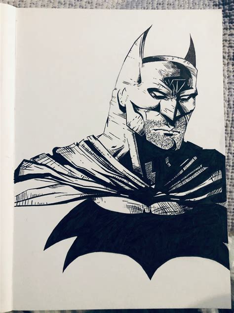 Batman Original Ink Pen Drawing A4 Etsy