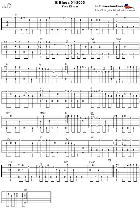 E Blues - fingerstyle blues guitar tab | Fingerstyle guitar, Guitar tabs, Blues guitar lessons